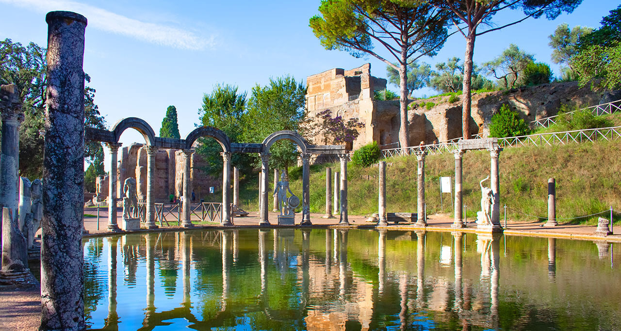 Reflecting pools or water features at Hadrian’s Villa
